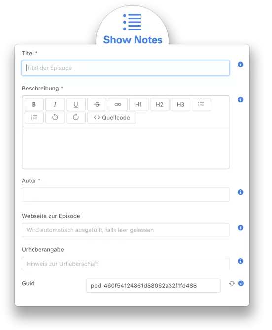 Podcast Shownotes schreiben